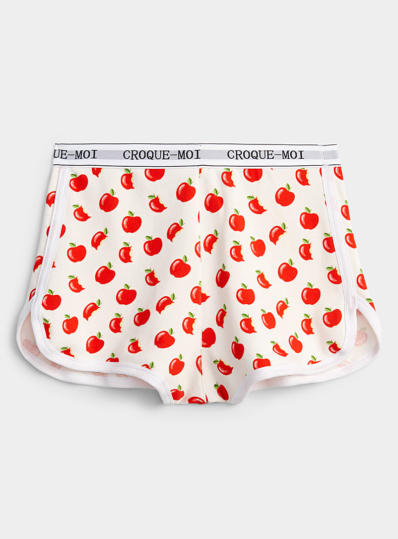 Miiyu x Pop Underwear Patterned White Slogan-waist boxer Plus size for women