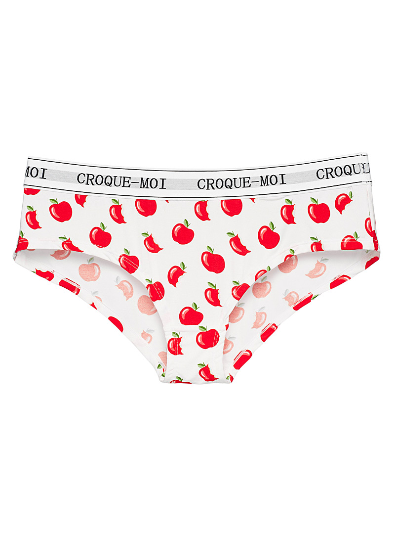 Miiyu x Pop Underwear Patterned White Slogan waist Brazilian panty Plus size for women