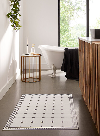 Adama: Le tapis vinyle tuiles vintage Voir nos formats offerts Blanc assorti