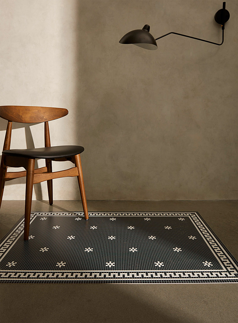 Adama Assorted black  Black starry fresco vinyl rug See available sizes