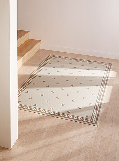 Adama: Le tapis vinyle fresque &eacute;toil&eacute;e Voir nos formats offerts Ivoire - Beige cr&egrave;me
