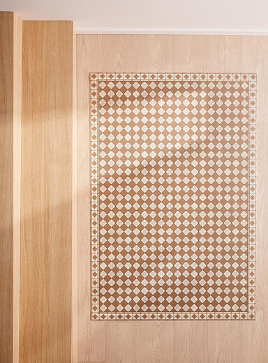 Adama: Le tapis vinyle sublime damier Voir nos formats offerts Ivoire - Beige cr&egrave;me