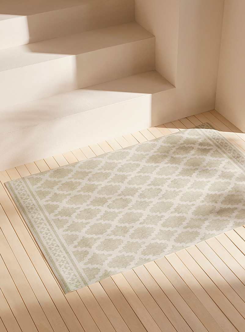 Adama Ivory/Cream Beige Geometric latticework vinyl mat See available sizes