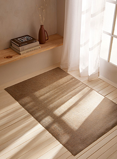 Tapis texturé moderne beige crème de 5 pi x 8 pi, tapis à bulles gaufré  pour salon et chambre à coucher