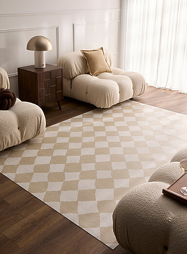 Adama: Le tapis vinyle Zeezand losanges infinis Voir nos formats offerts Ivoire - Beige cr&egrave;me