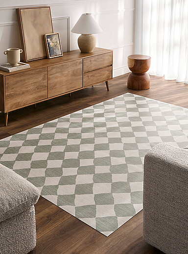 Adama: Le tapis vinyle Zeezand losanges infinis Voir nos formats offerts Ivoire - Beige cr&egrave;me