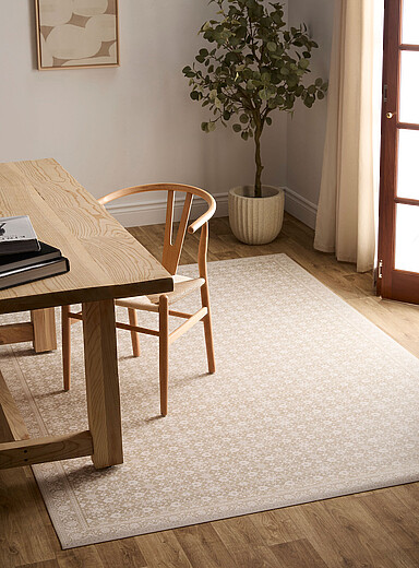 Adama: Le tapis vinyle Isora mosa&iuml;que fleurs 170 x 240 cm &Eacute;cru &agrave; motifs