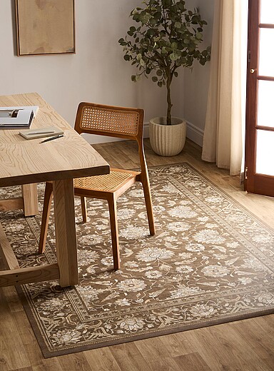 Adama: Le tapis vinyle Bazaar tapisserie florale 170 x 240 cm Brun &agrave; motifs