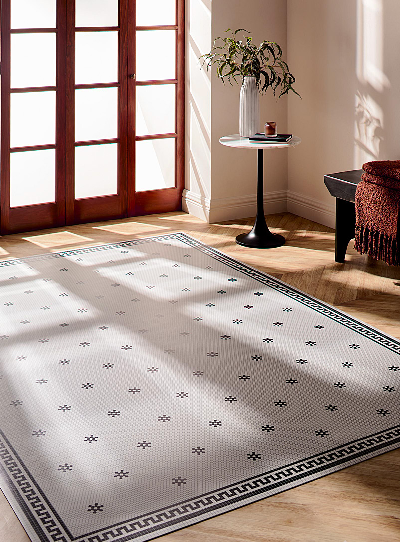 Adama Patterned White Starry fresco vinyl rug See available sizes