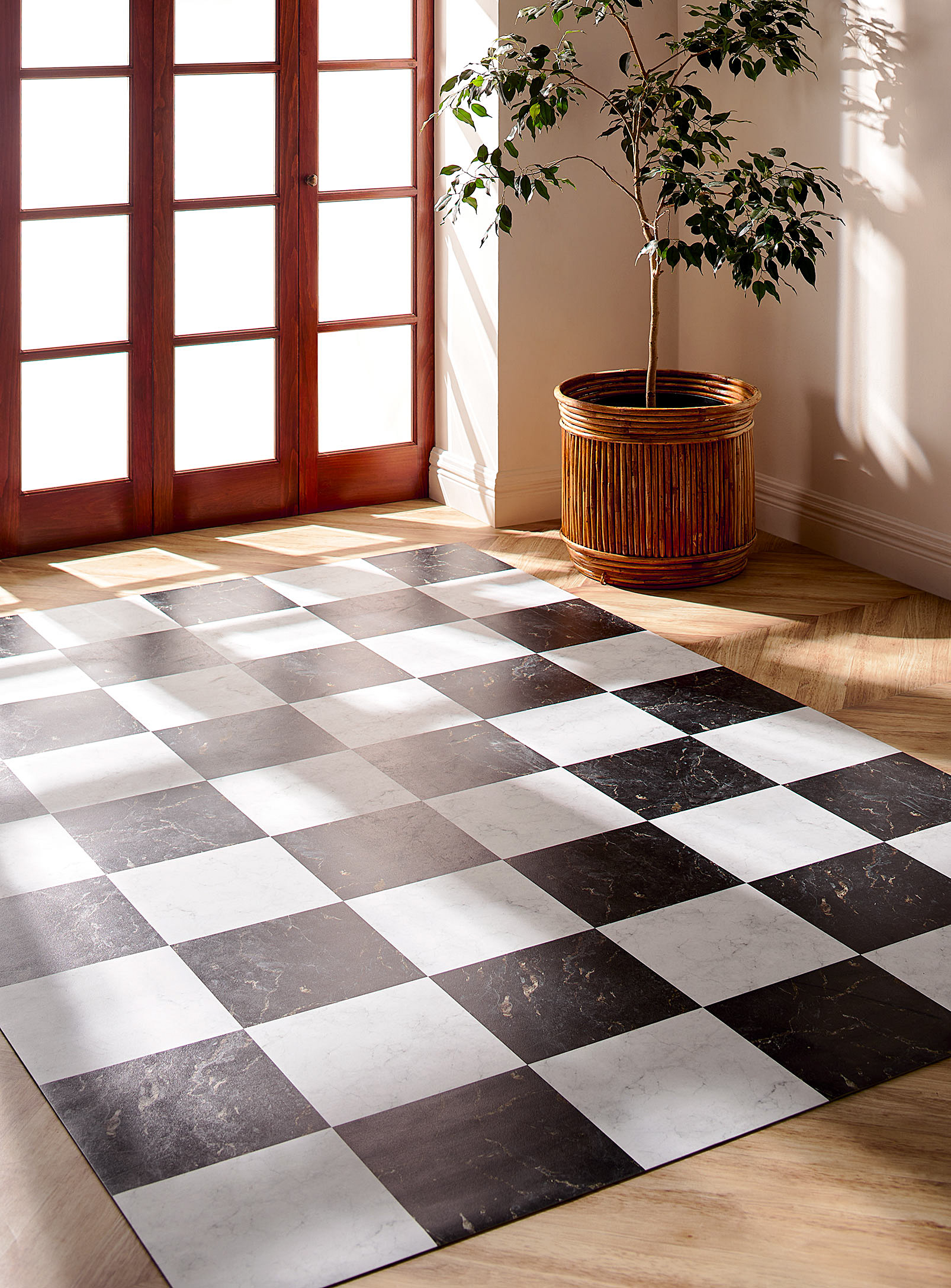 Adama Checkerboard Vinyl Rug See Available Sizes In Black And White