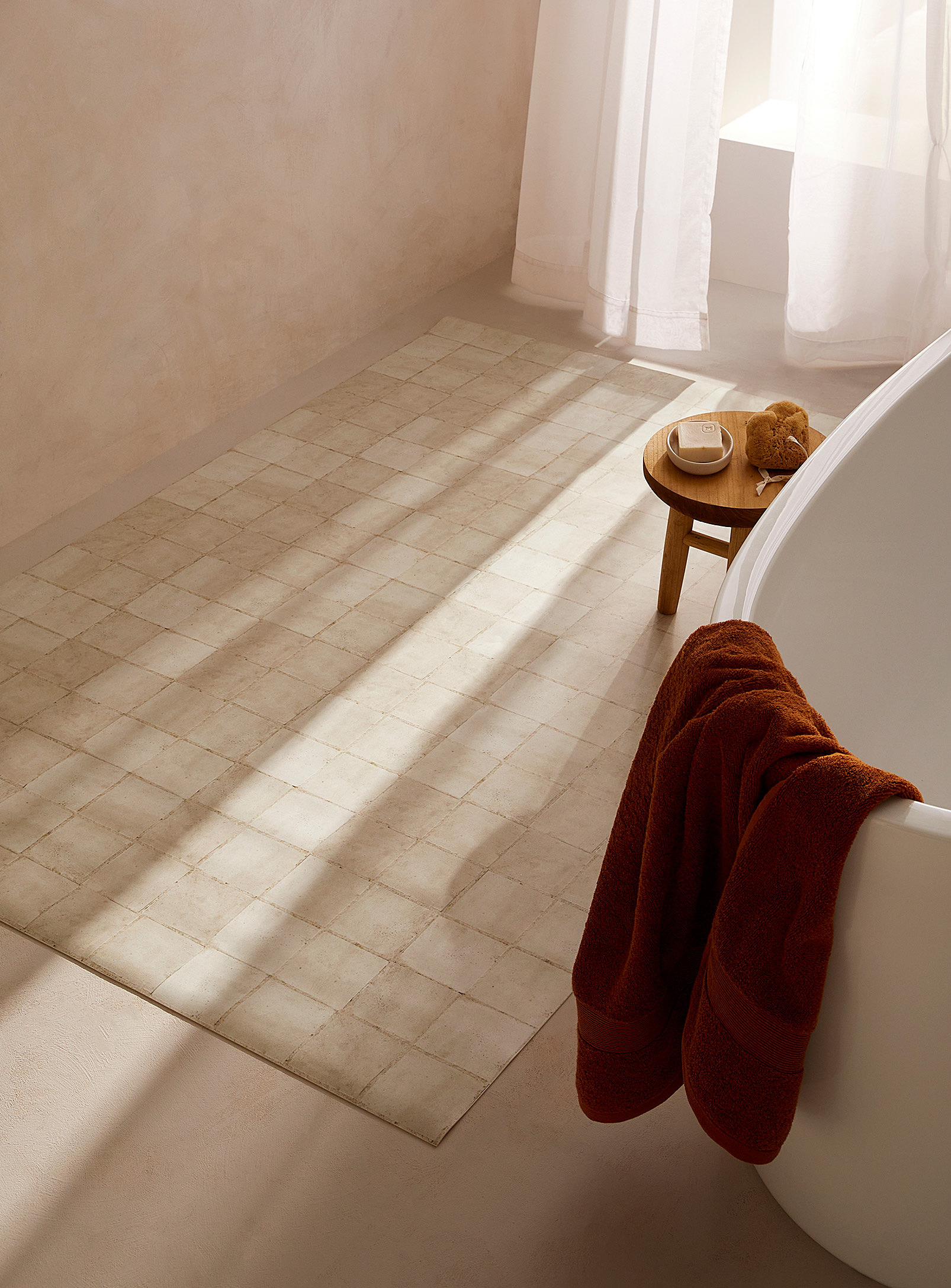 Adama Ancient Tiles Vinyl Mat See Available Sizes In Cream Beige
