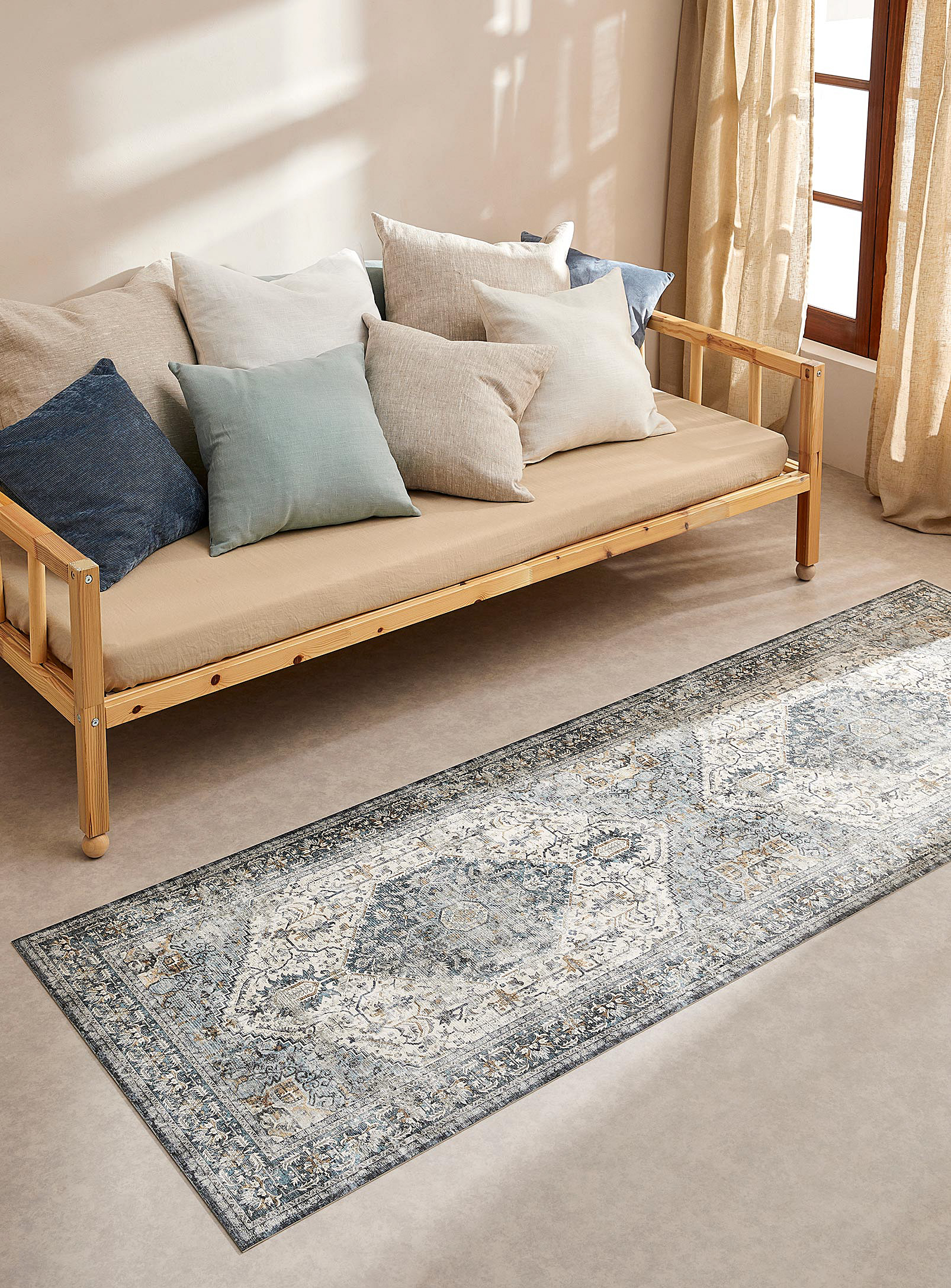 Adama Antique Medallion Vinyl Rug See Available Sizes In Patterned Blue