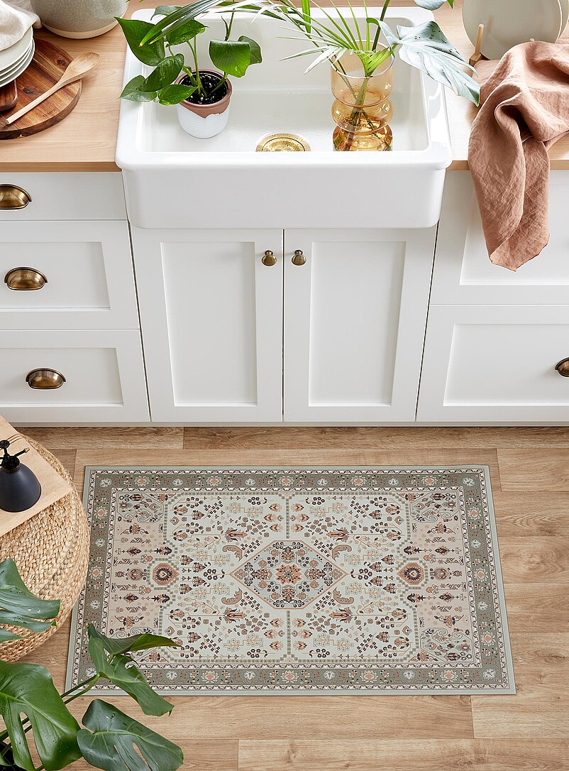 Sand Andalusian medallion vinyl rug See available sizes product image (primary)