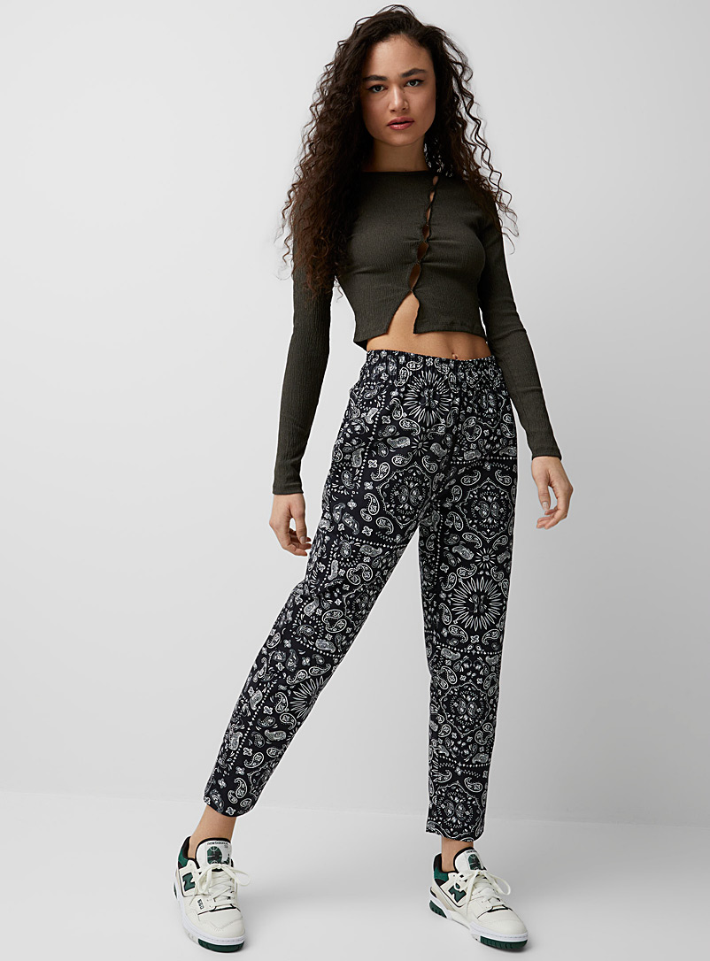 Cookman Patterned Black Paisley chef pant for women