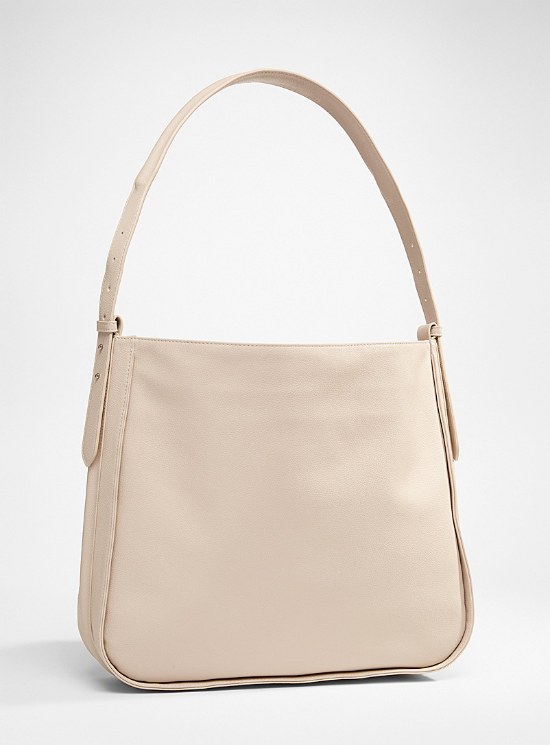 Simons Cream Beige Recycled pebbled leather tote for women