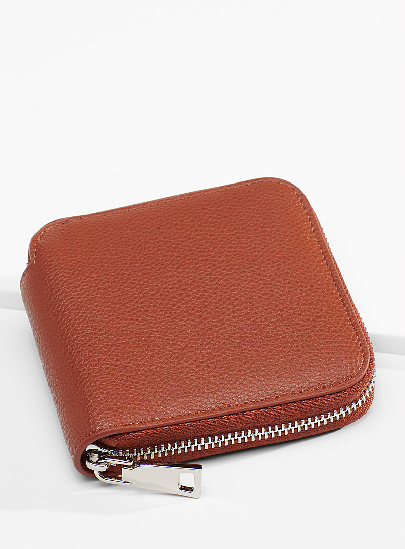 Simons Brown Square recycled leather wallet for women