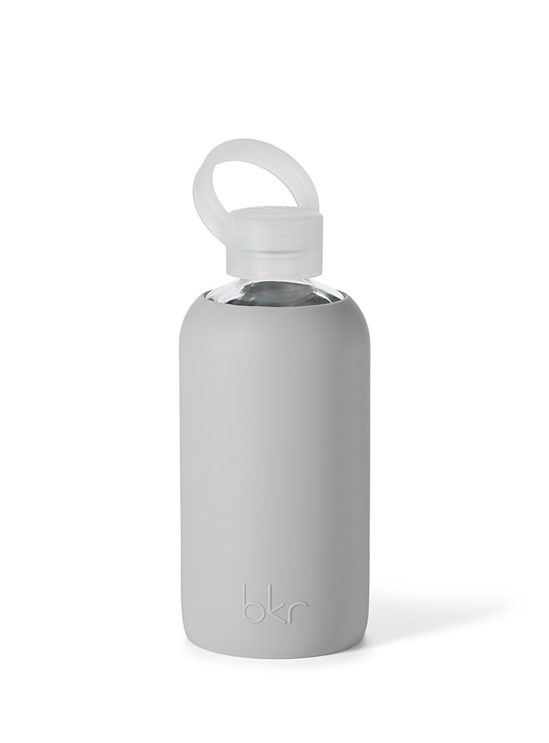Bkr Grey Small reusable glass and silicone bottle for women