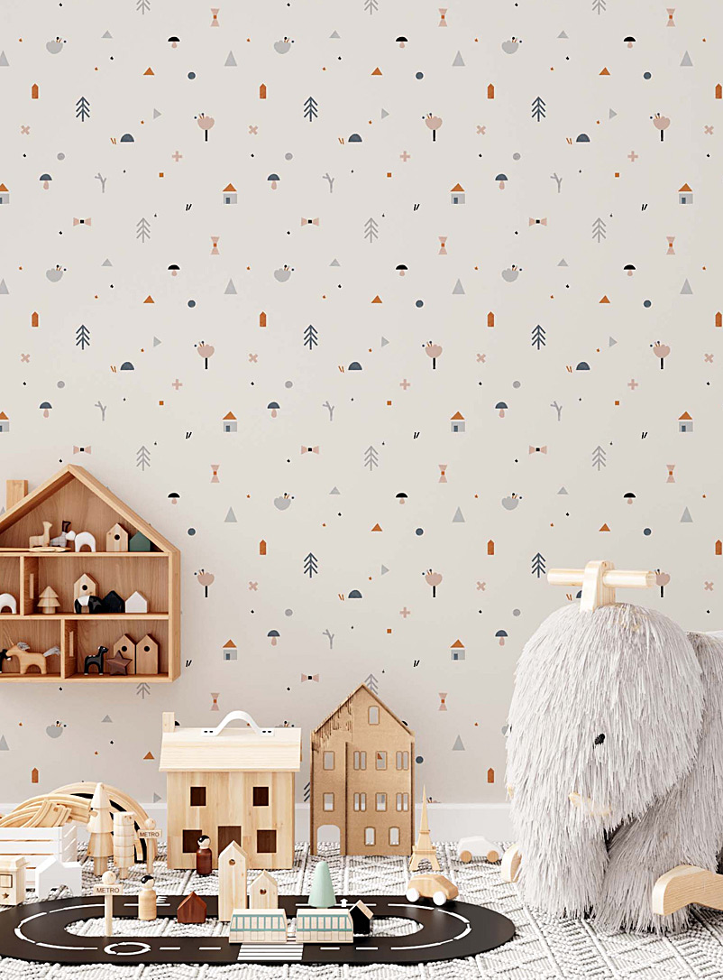 Meraki Assorted beige Quartier de mon enfance self-adhesive wallpaper strip In collaboration with artist Éléna Comte