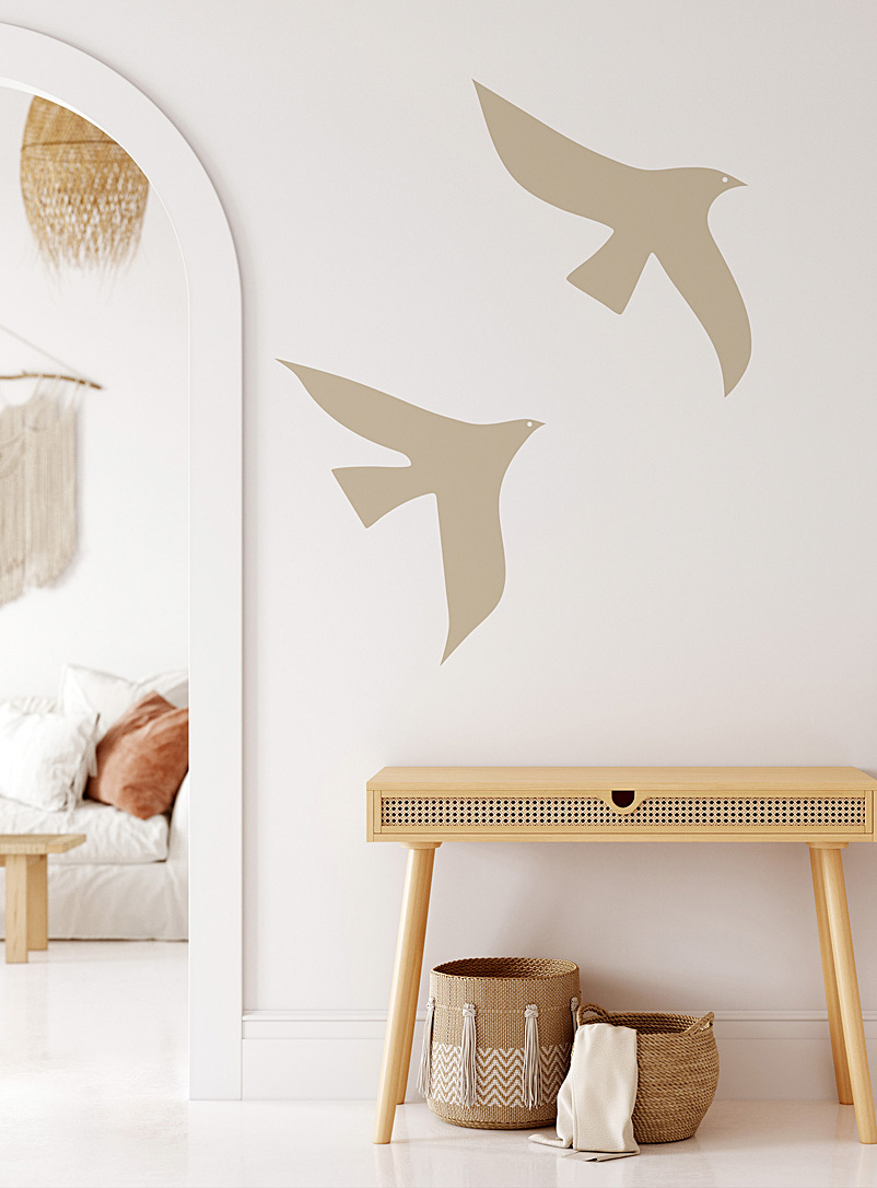 Meraki Assorted beige Le duo d'oiseaux wall decals In collaboration with artist Catherine Lavoie