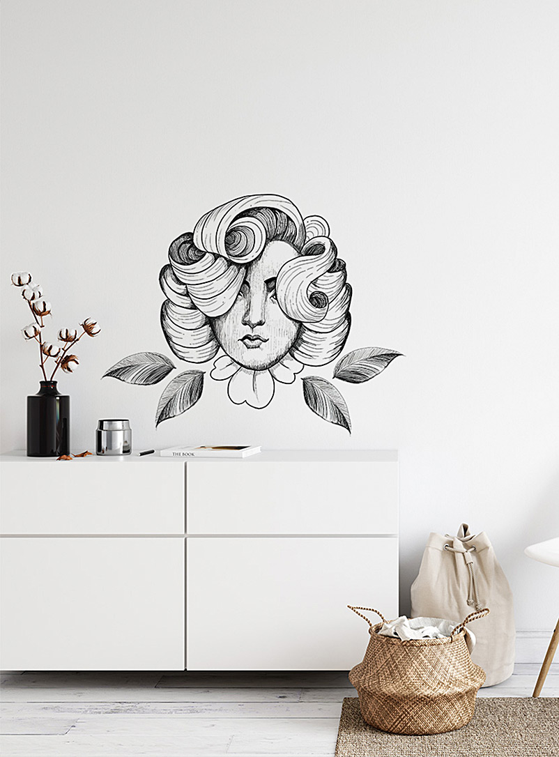 Meraki Assorted black The face of spring wall decals In collaboration with artist Muya