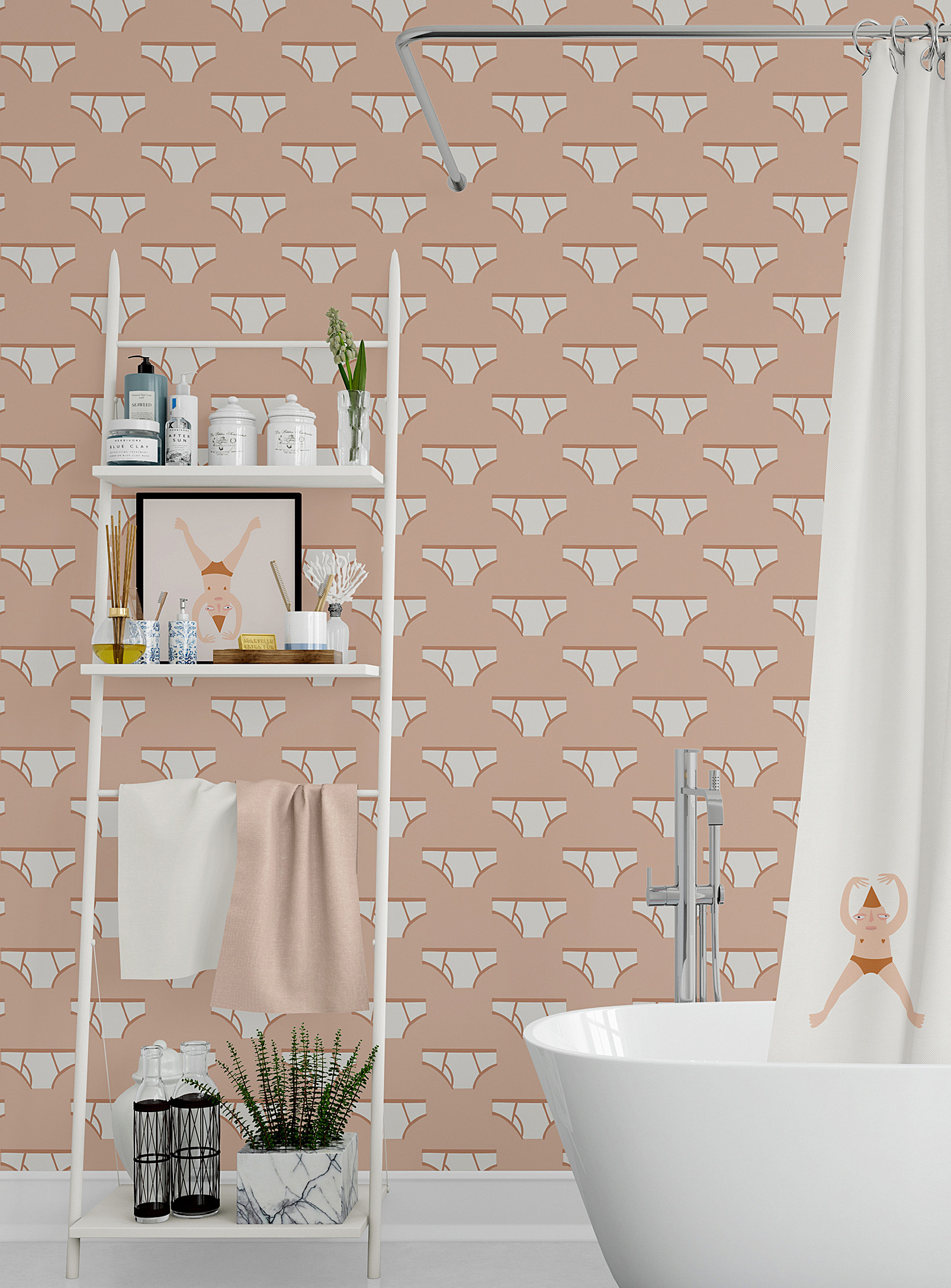 Meraki Bobettes Self-adhesive Wallpaper Strip In Collaboration With Artist Marish Papaya In Cream Beige