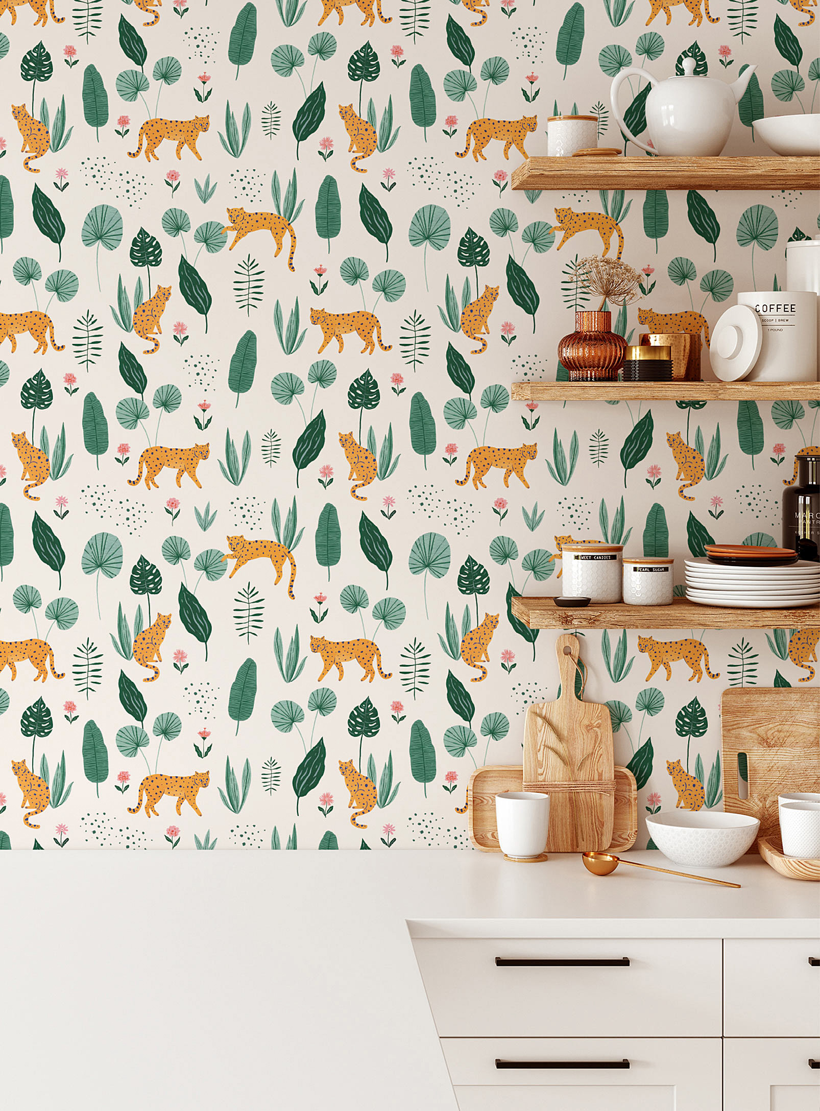 Meraki Fauvisme Self-adhesive Wallpaper Strip In Collaboration With Artist Marie-lise Leclerc In Patterned Green