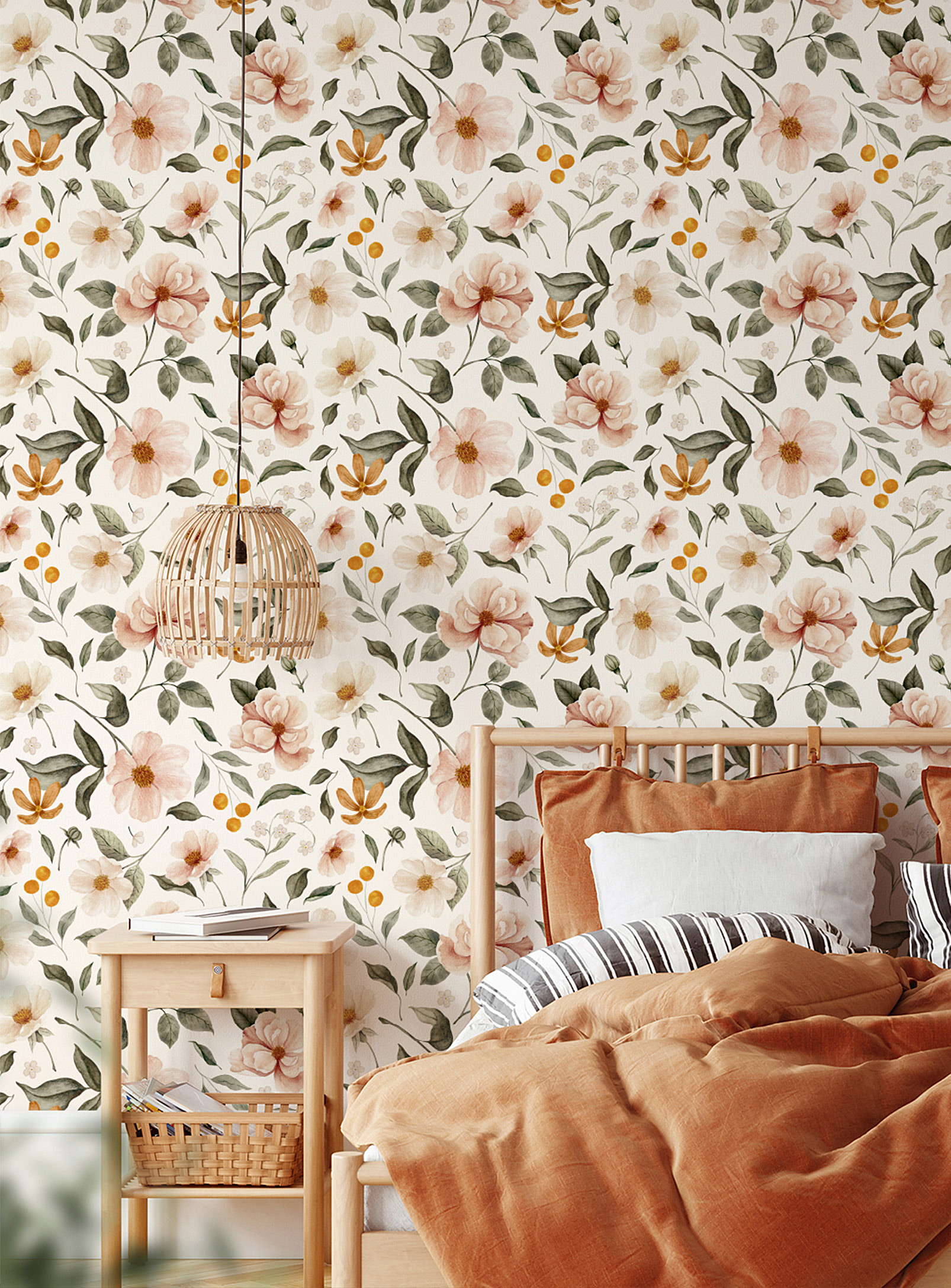 Meraki Dimanche Self-adhesive Wallpaper Strip In Collaboration With Artist Marie-lise Leclerc In Patterned White