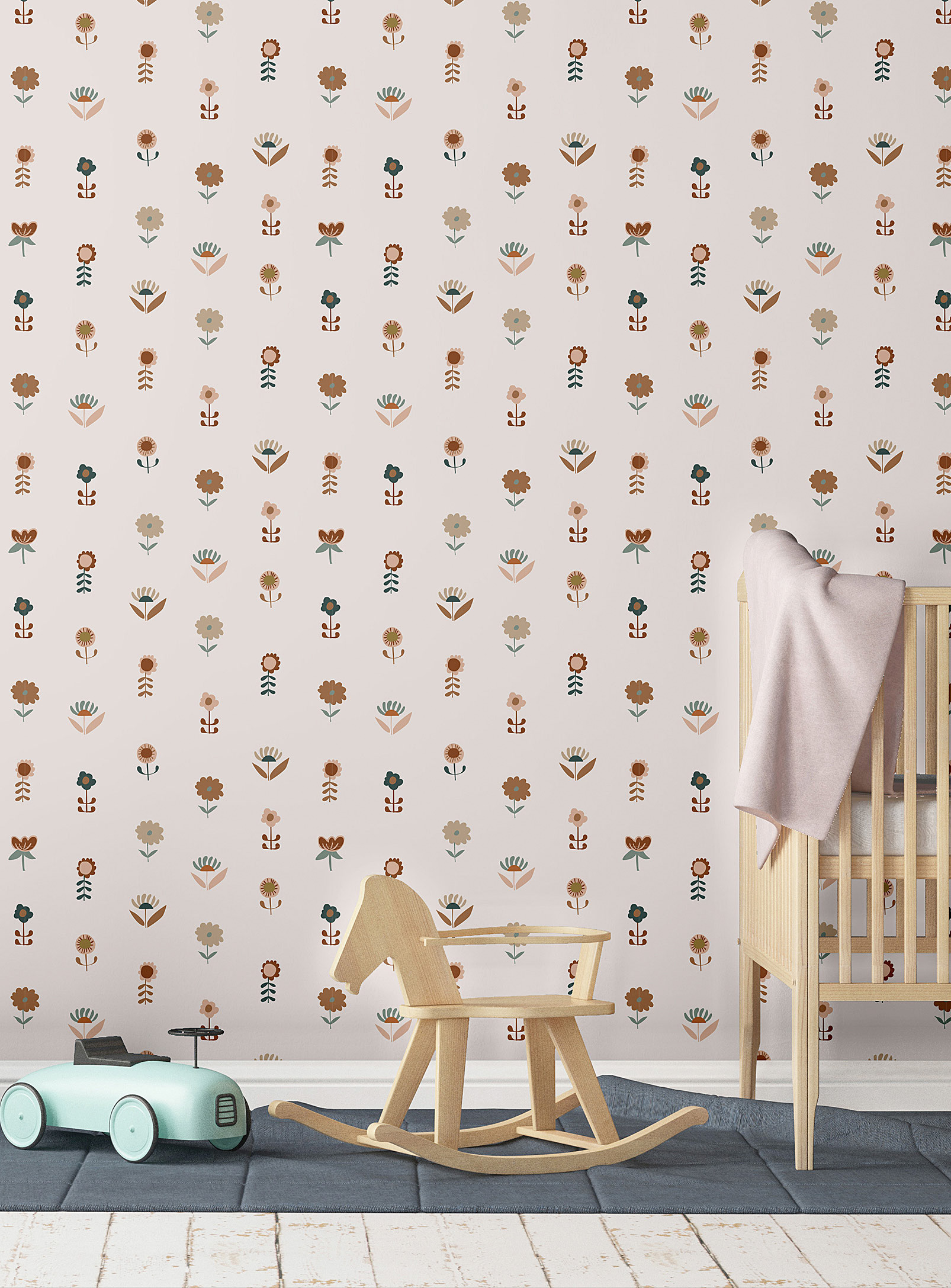 Meraki Mimi Self-adhesive Wallpaper Strip In Collaboration With Artist Muya In Cream Beige
