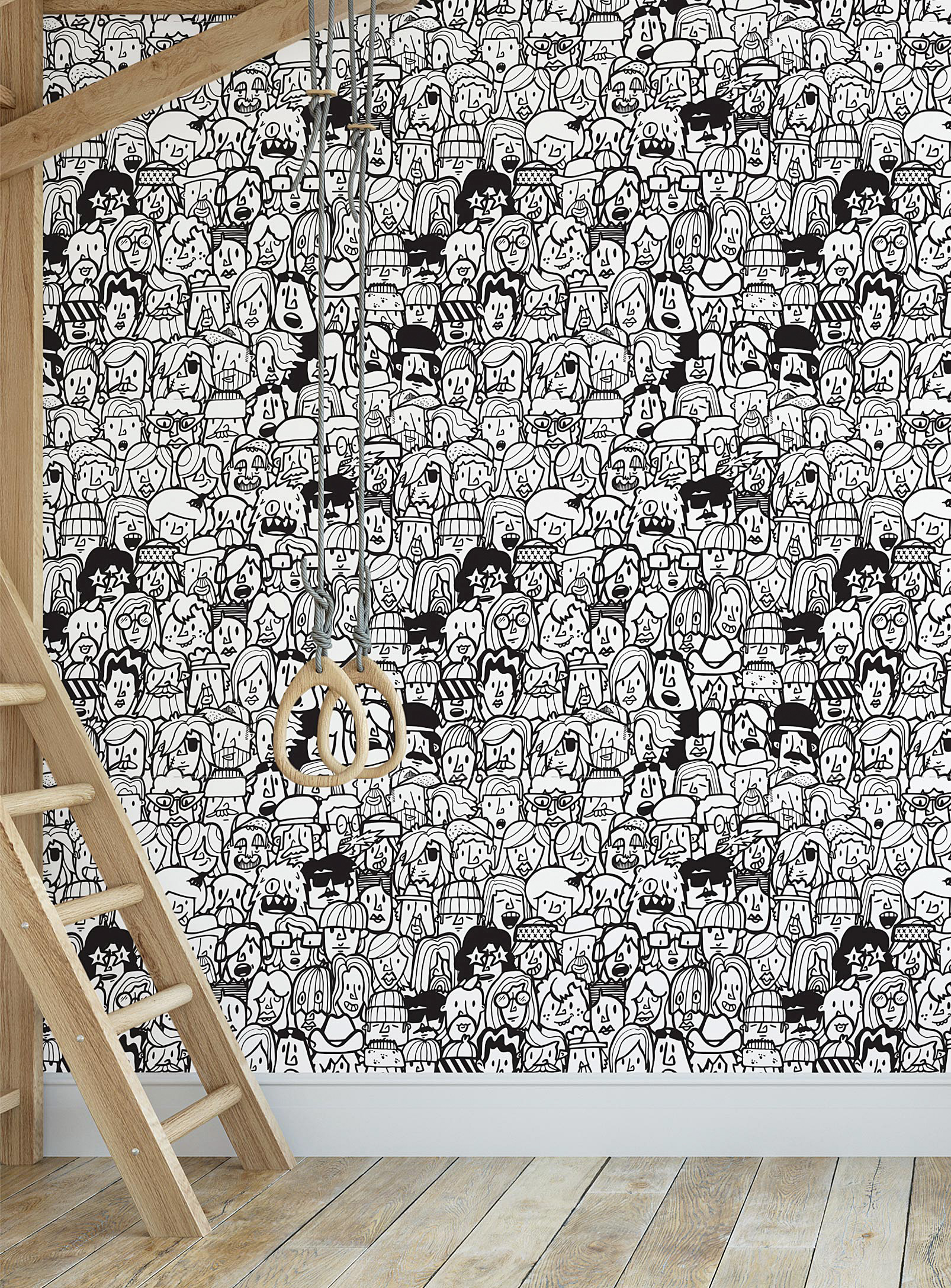Meraki T'es Où? Self-adhesive Wallpaper Strip In Collaboration With Artist Matel In White