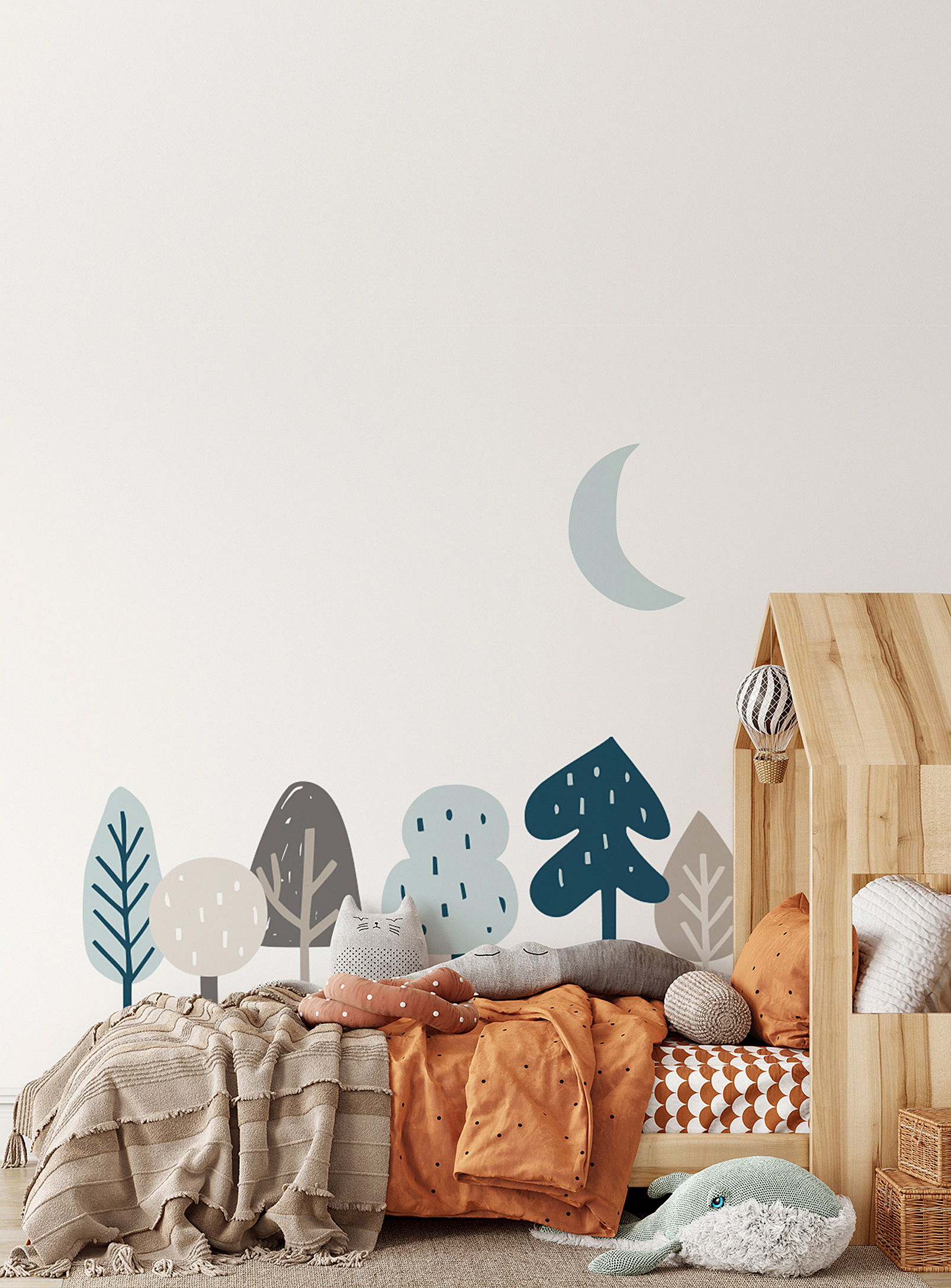 Meraki Dessine-moi Une Forêt Wall Decals In Collaboration With Artist Marie-france Auger In Baby Blue
