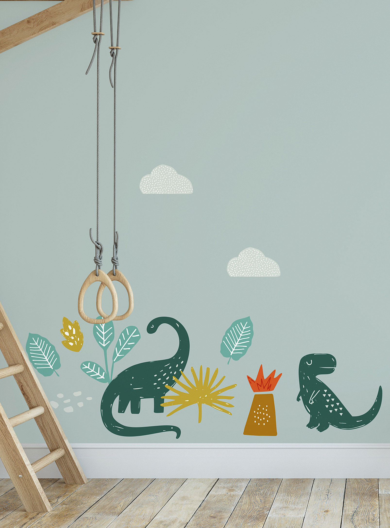 Meraki Dinomania Wall Decals In Collaboration With Artist Marie-france Auger In Green