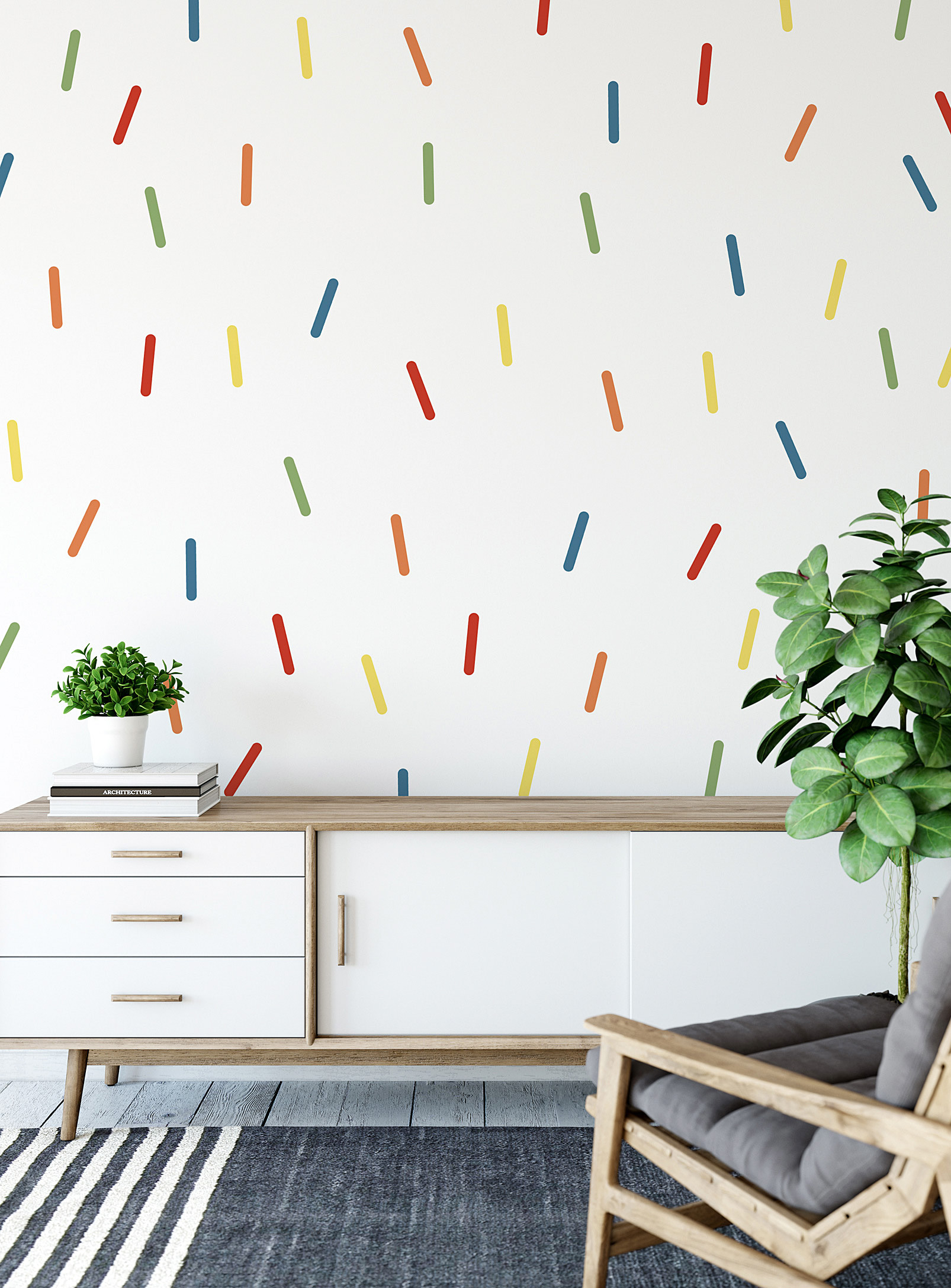 Meraki Pluie De Confettis Wall Stickers 50-piece Set In Patterned White