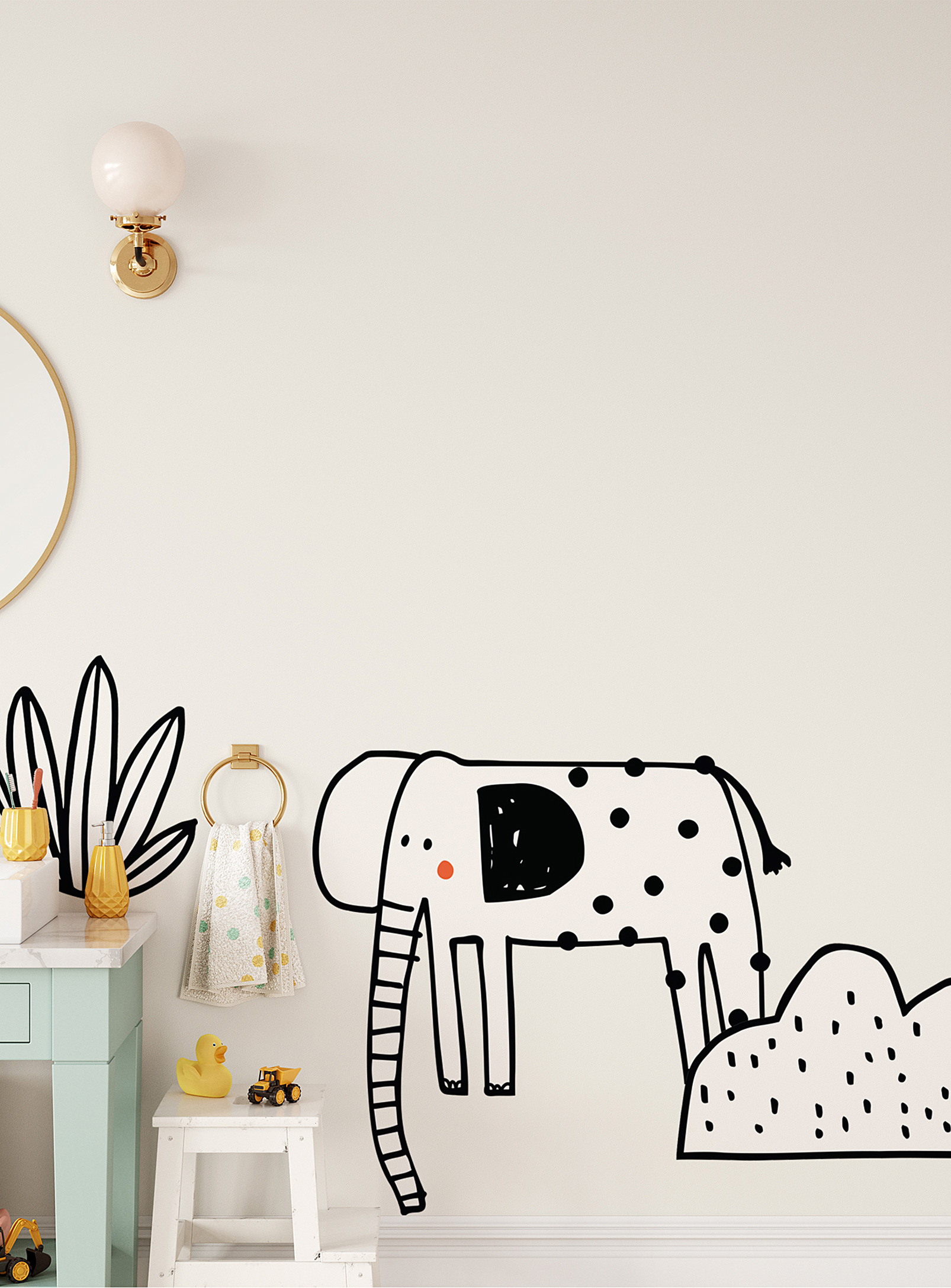 Meraki - Un éléphant en pyjama wall stickers In collaboration with artist Marie-France Auger
