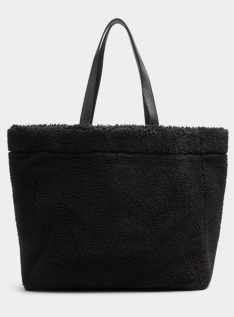Stand Studio Black Large sherpa tote for women