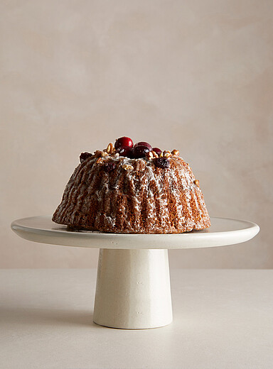 Le pr&eacute;sentoir &agrave; g&acirc;teau gr&egrave;s mouchet&eacute; Exclusivit&eacute; Fabrique 1840