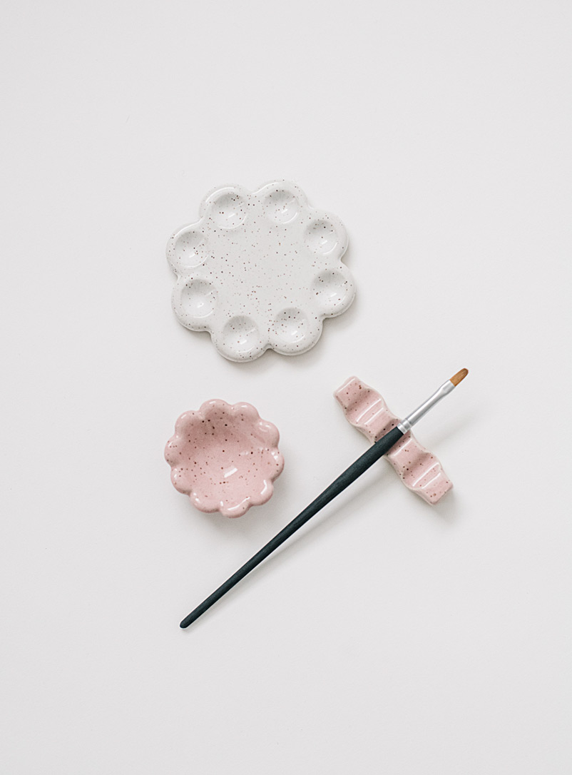 SarahBeePottery Pink Mini floral palette stoneware painting set Fabrique 1840 exclusive colours