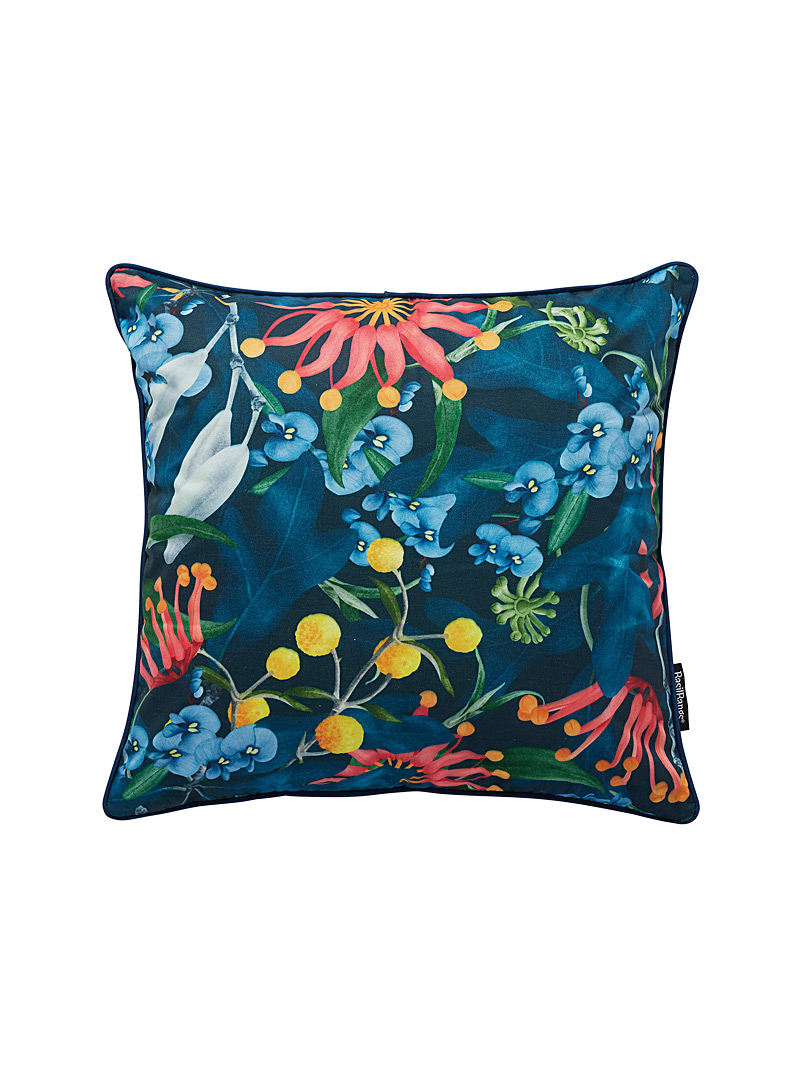 Basil Bangs Patterned Blue Colourful flora outdoor cushion 50 x 50 cm