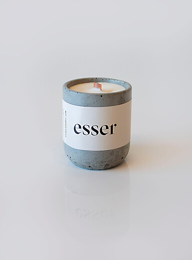 Candle in a reusable cement jar