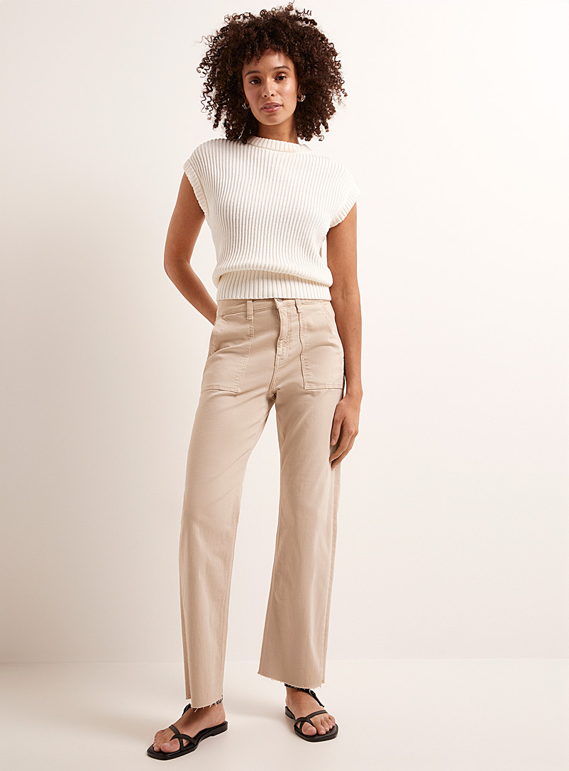 Mavi: Le pantalon poches plaquées Shelia bord brut Blanc crème pour 