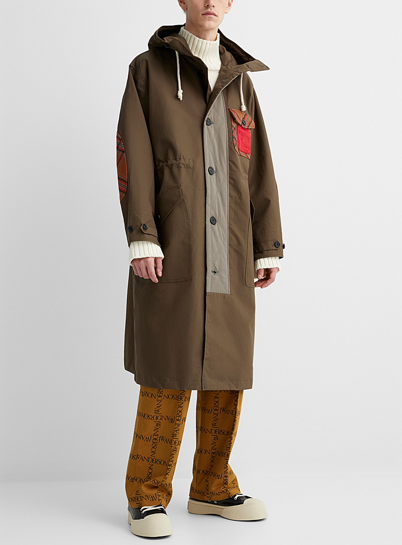 JW Anderson Mossy Green Long mixed media parka for men