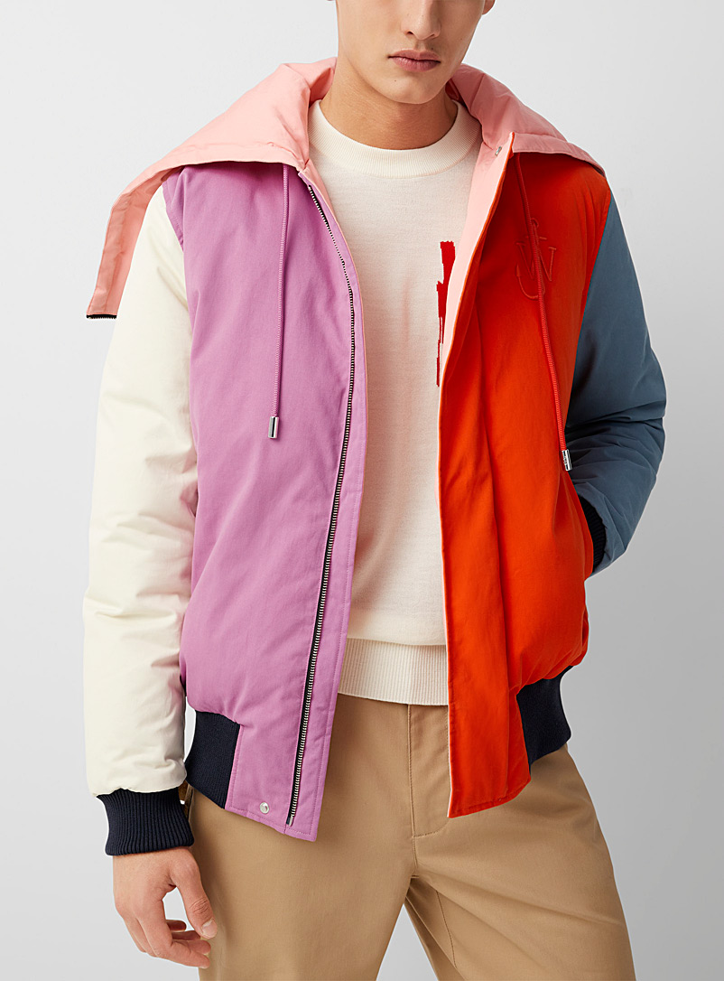 JW Anderson Pink Zippered hood colour block jacket for men