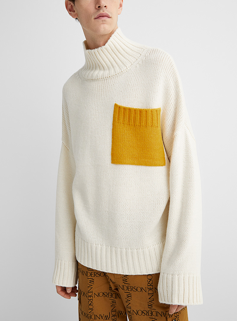 JW Anderson Cream Beige Colourful pocket sweater for men