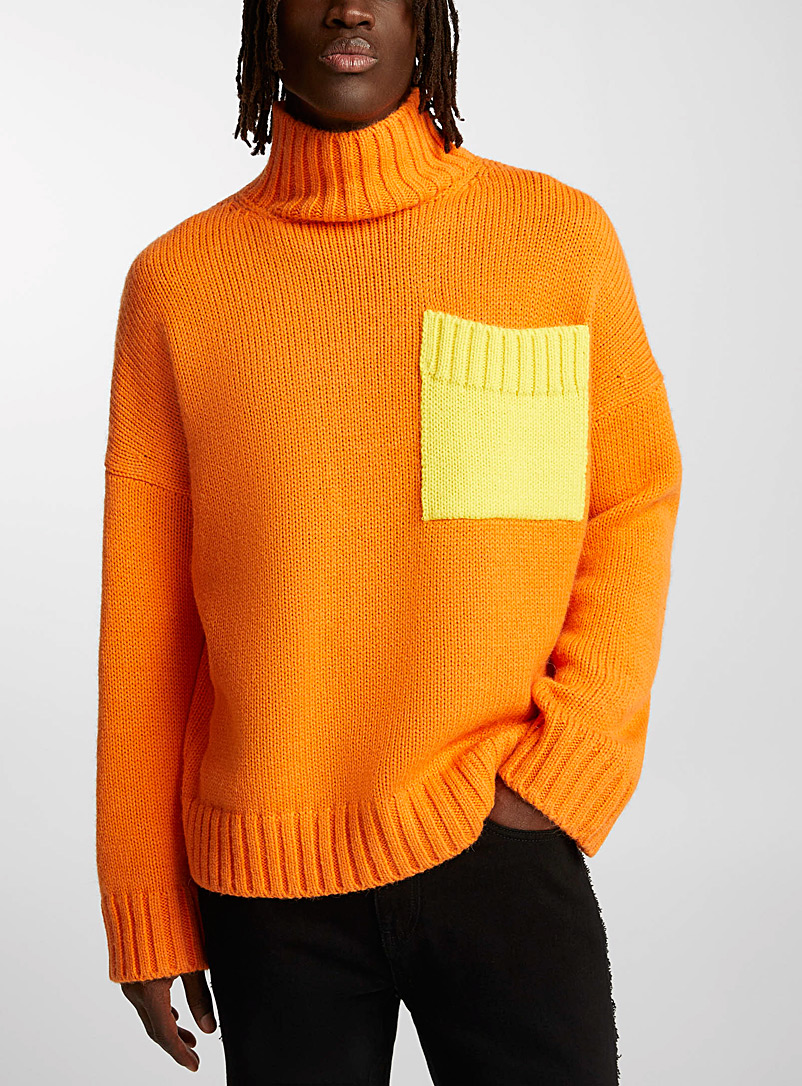 JW Anderson Orange Accent pocket vibrant sweater for men