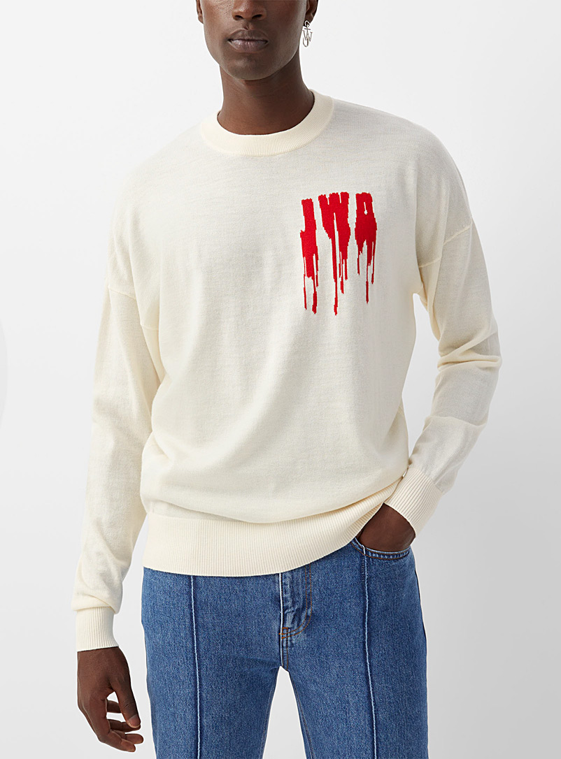 JW Anderson Ivory White Slime logo sweater for men