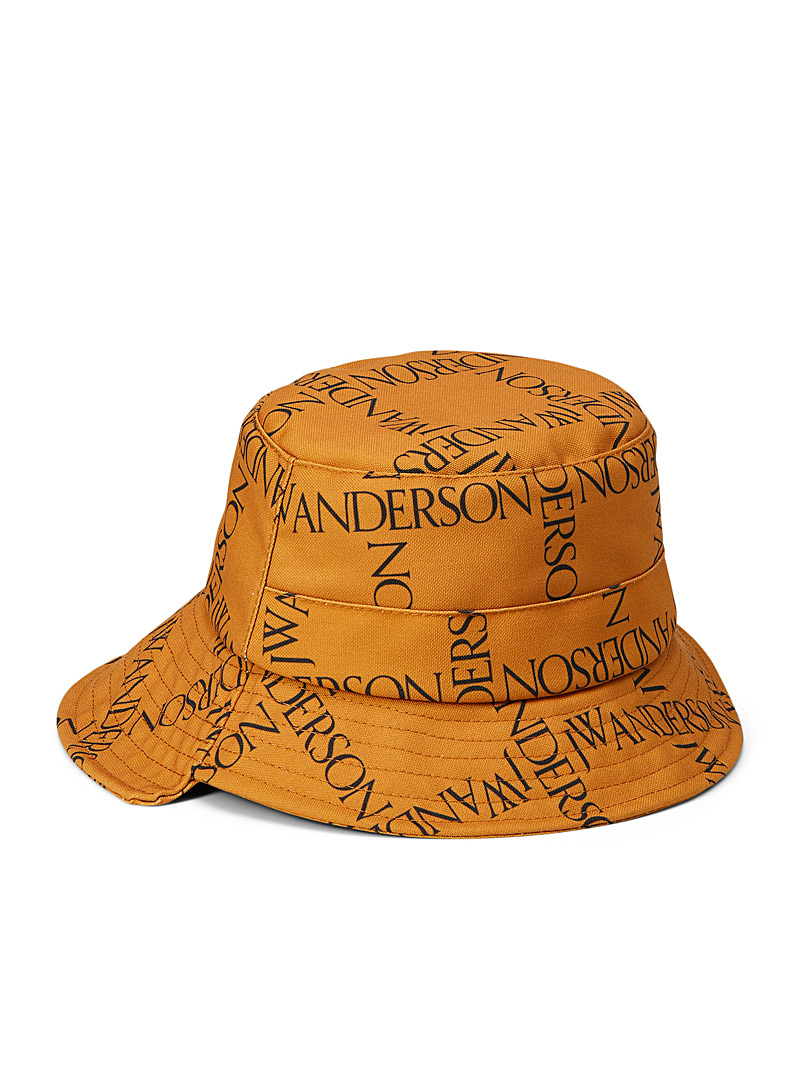 JW Anderson Medium Yellow Asymmetrical grid logo bucket hat for men