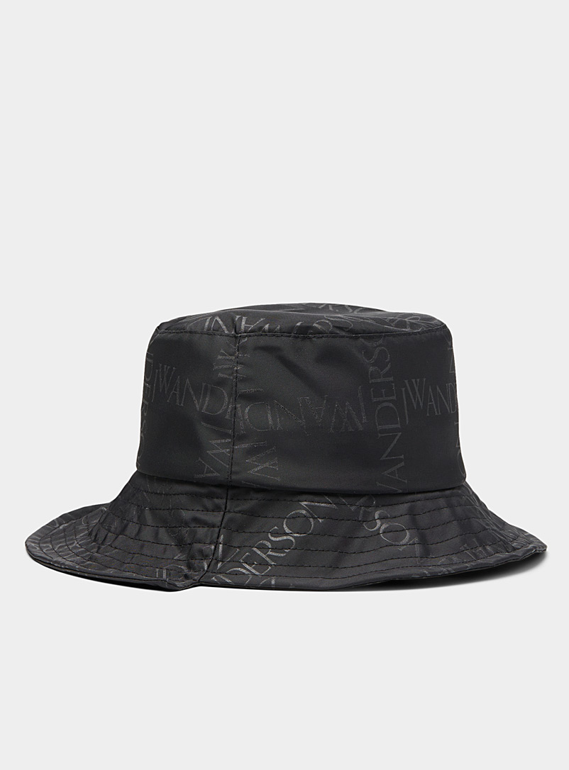 JW Anderson Black Black asymmetrical bucket hat for men