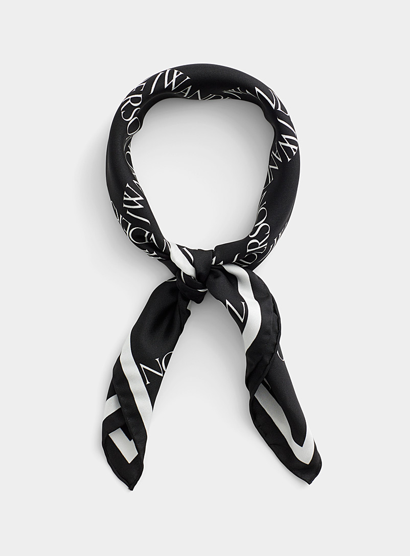 JW Anderson Black Signature silk scarf for men