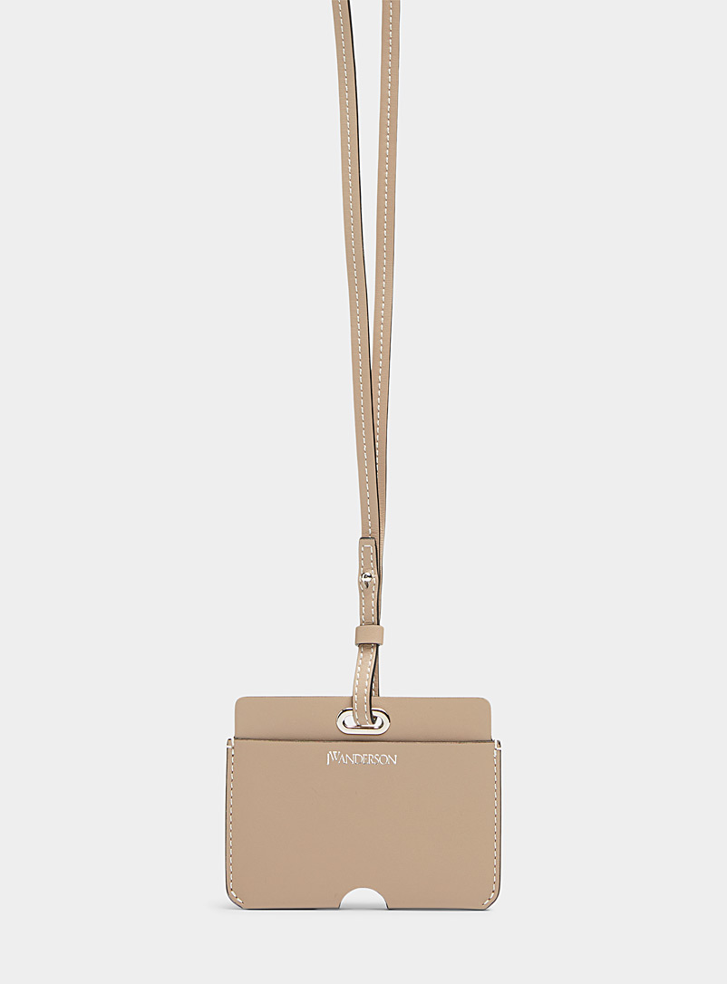 JW Anderson Light Brown Card holder with strap for men