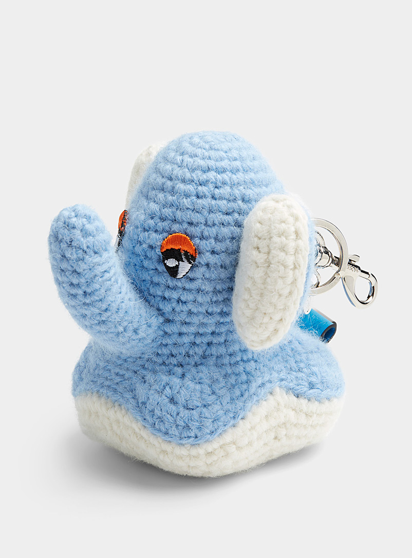 JW Anderson Blue Knitted elephant key chain for men
