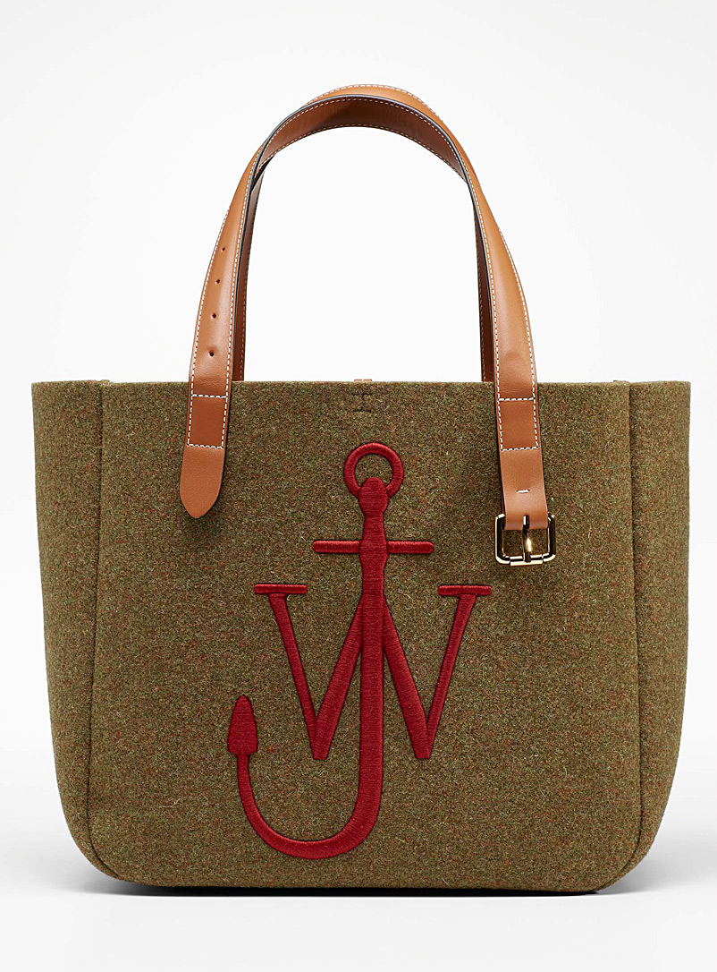 JW Anderson Mossy Green The signature felt logo tote for men